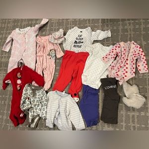 3-6 month girl lot of clothes and slippers